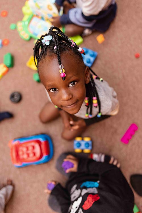 Kindergarten child smiling